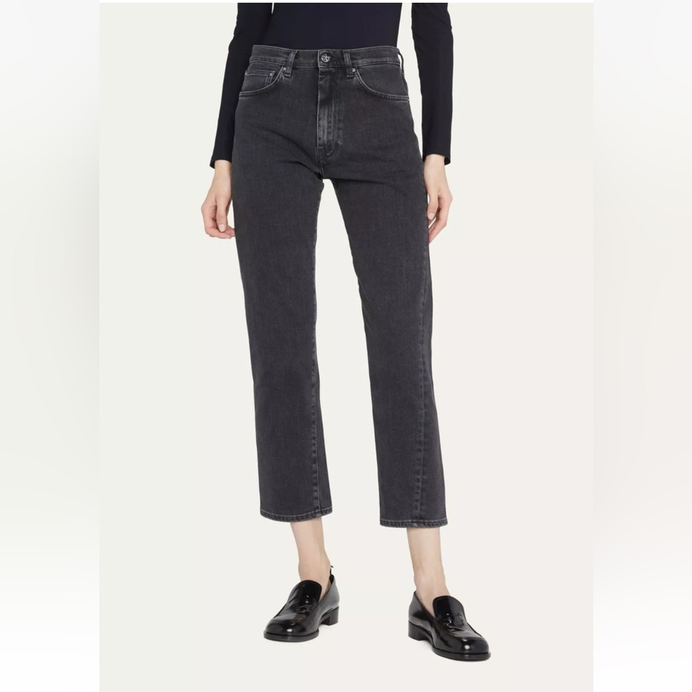 Toteme original crop twisted seam black straight leg jeans size 25